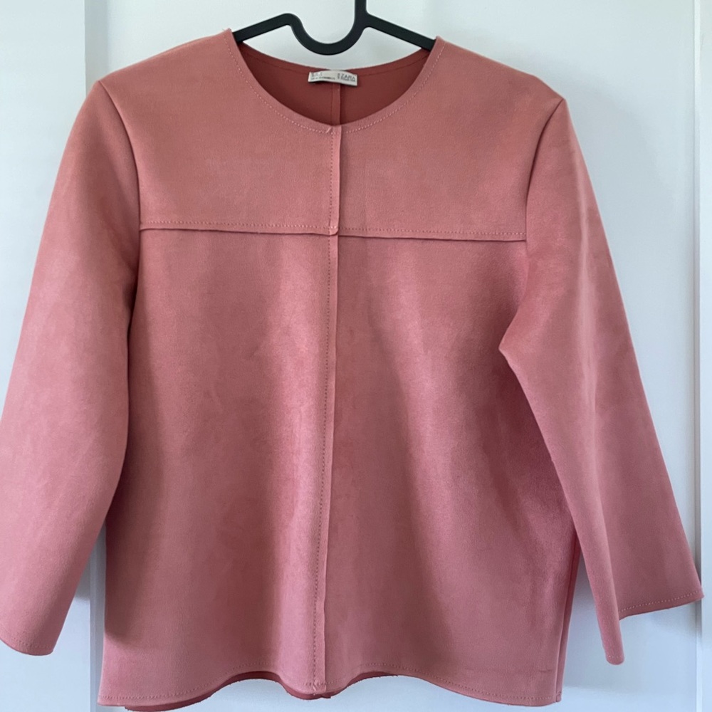 New Zara suede like top salmon size small